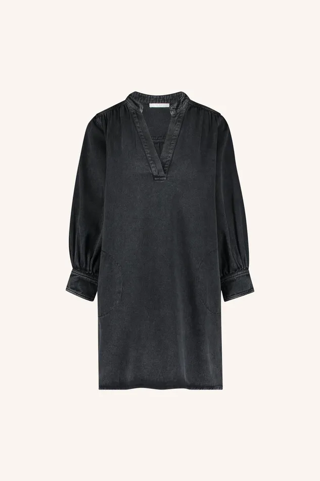 Women Jina Twill Dress Jet Black Bybar Dresses Women Jina Twill Dress Jet Black Bybar Dresses