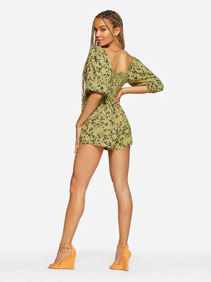 Women Jumpsuits and Rompers Jessica Simpson Alena Romper In Flora Cheetah
