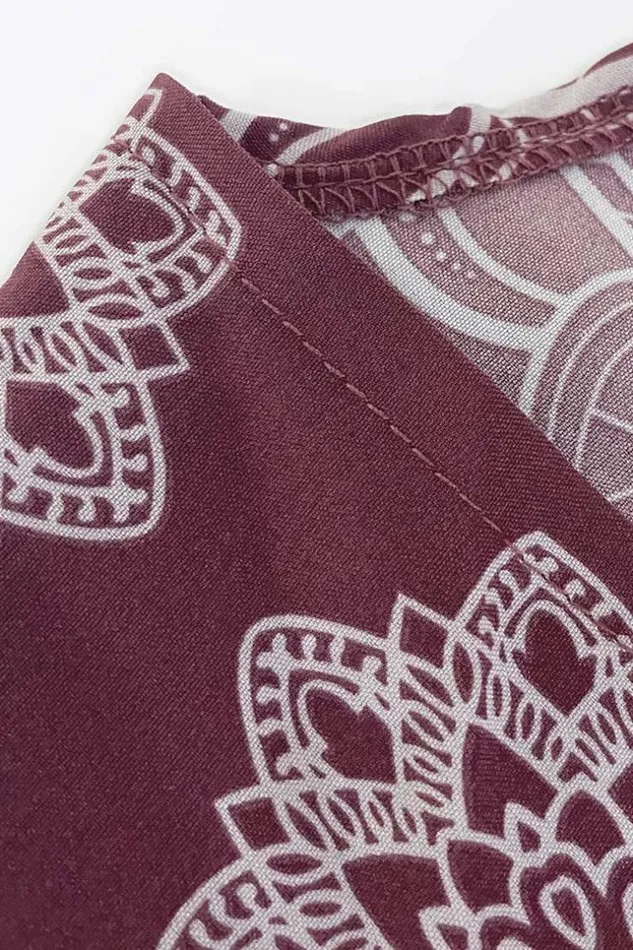 Women Kaftans Cupshe Paulina Geo Print Split Kimono Burgundy