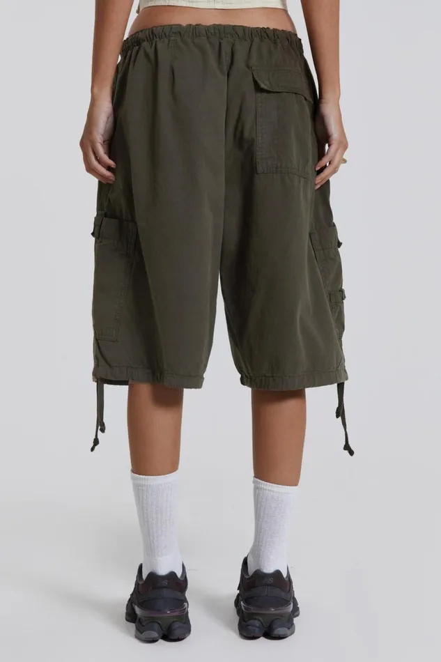 Women Khaki Oversized Cargo Shorts Jaded London Shorts and Jorts