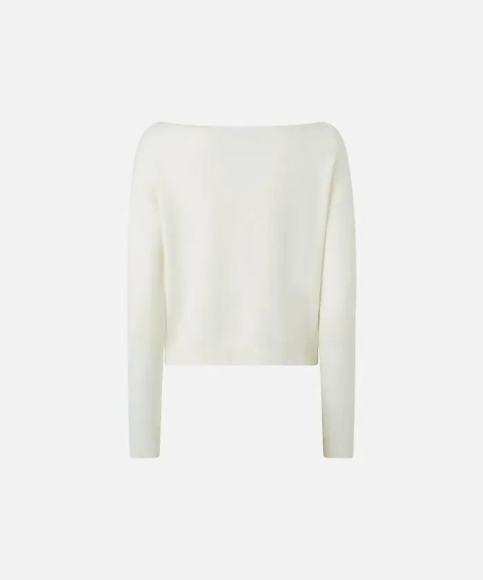 Women Knitwear Pinko Cashmereblend Sweater With Embroidered Logo Pure White Women Knitwear Pinko Cashmereblend Sweater With Embroidered Logo Pure White
