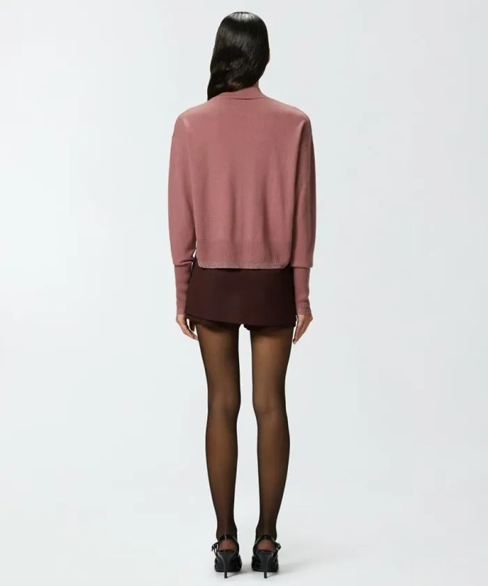 Women Knitwear Pinko Cashmereblend Turtleneck With Metallic Cuffs Nostalgia Rose Women Knitwear Pinko Cashmereblend Turtleneck With Metallic Cuffs Nostalgia Rose