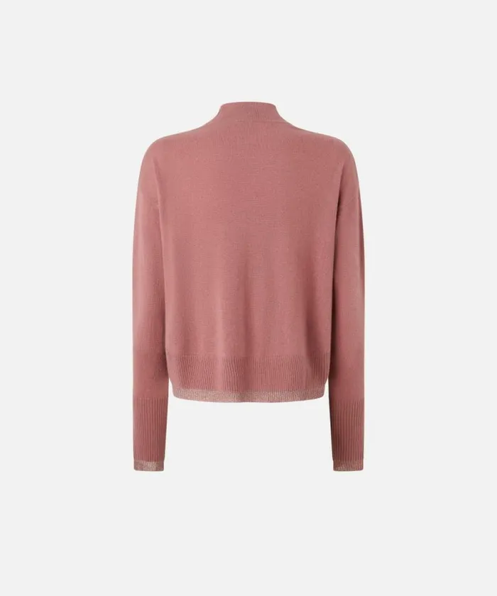 Women Knitwear Pinko Cashmereblend Turtleneck With Metallic Cuffs Nostalgia Rose Women Knitwear Pinko Cashmereblend Turtleneck With Metallic Cuffs Nostalgia Rose