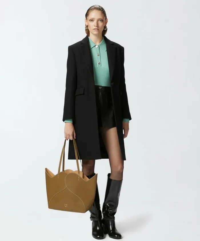 Women Knitwear Pinko Longsleeved Ribbed Polo Sweater Feldspar Women Knitwear Pinko Longsleeved Ribbed Polo Sweater Feldspar