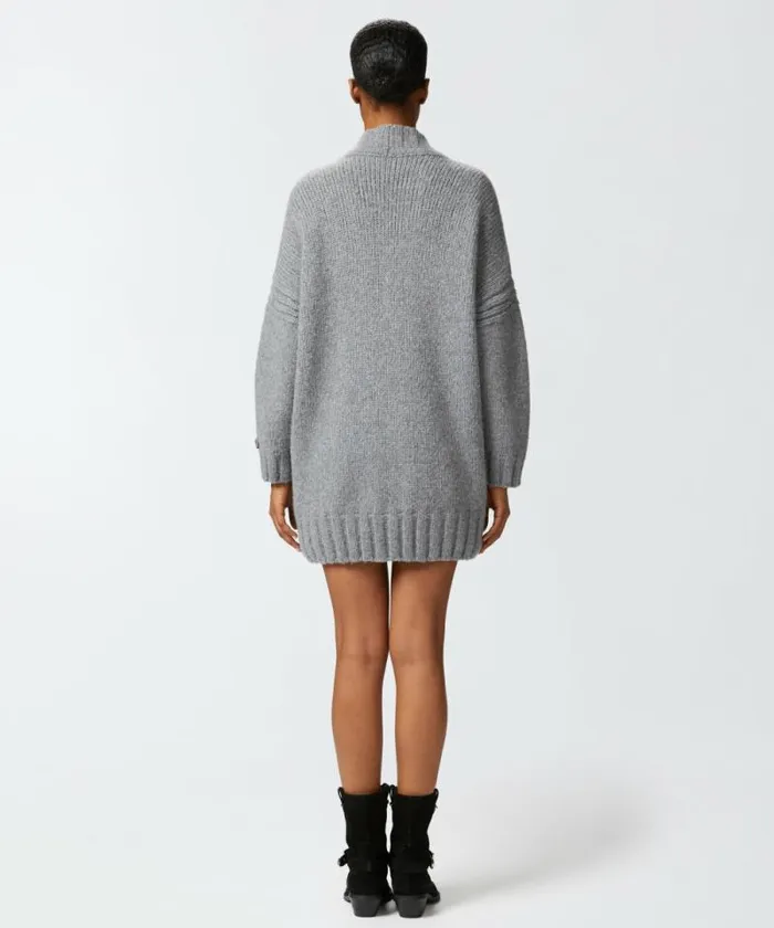 Women Knitwear Pinko Oversized Vneck Cardigan With Buttons Metallic Silver Women Knitwear Pinko Oversized Vneck Cardigan With Buttons Metallic Silver
