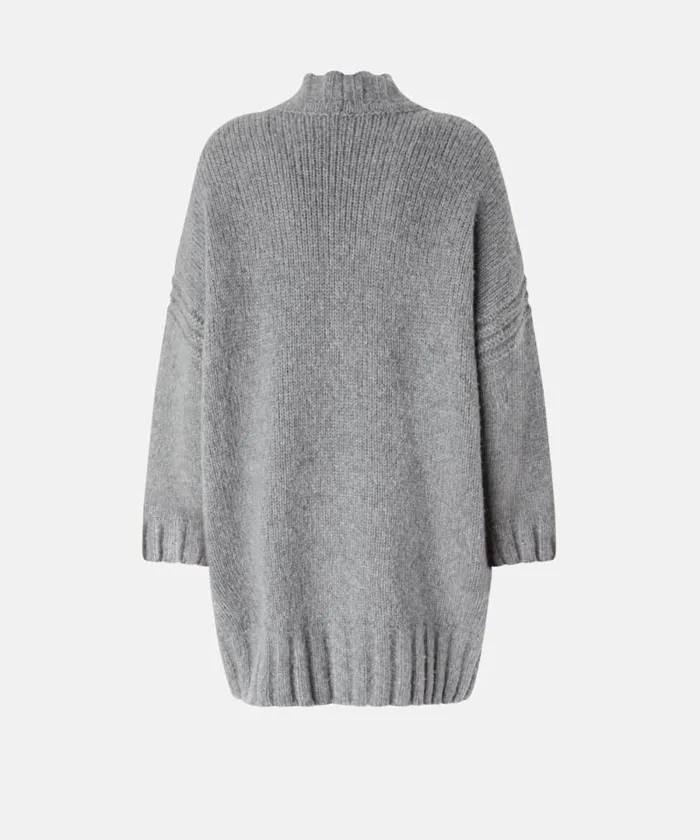 Women Knitwear Pinko Oversized Vneck Cardigan With Buttons Metallic Silver Women Knitwear Pinko Oversized Vneck Cardigan With Buttons Metallic Silver
