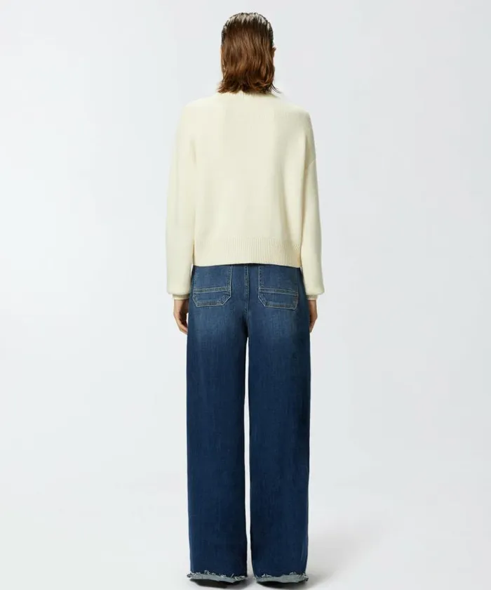Women Knitwear Pinko Pullover With Zip And Crystals At The Front Meringue White Women Knitwear Pinko Pullover With Zip And Crystals At The Front Meringue White