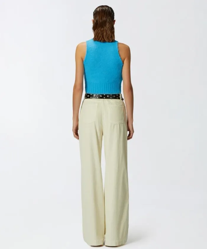 Women Knitwear Pinko Sleeveless Soft Knit Crop Top Light Blueaquarium Women Knitwear Pinko Sleeveless Soft Knit Crop Top Light Blueaquarium