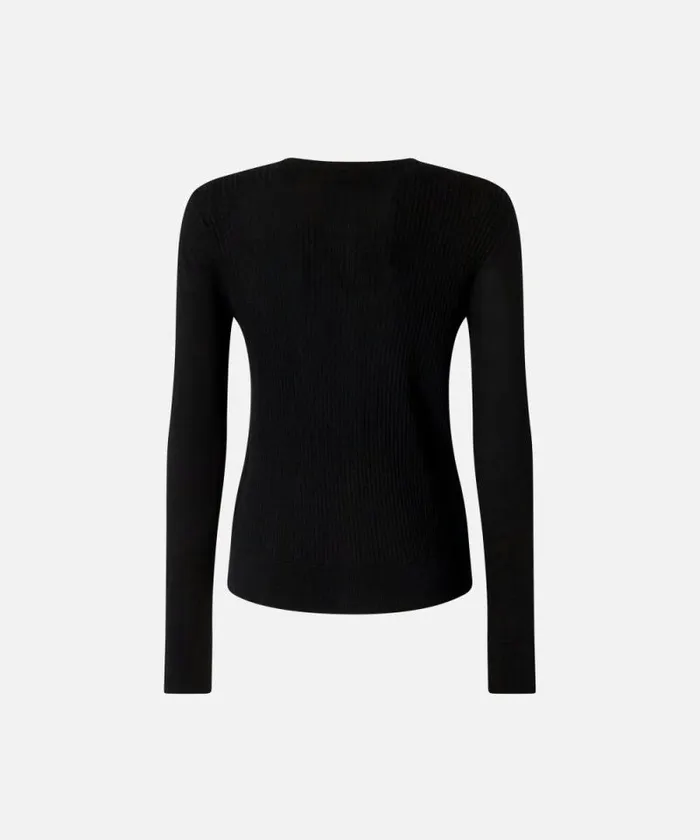 Women Knitwear Pinko Slimfit Vneck Wool Cardigan Limo Black Women Knitwear Pinko Slimfit Vneck Wool Cardigan Limo Black