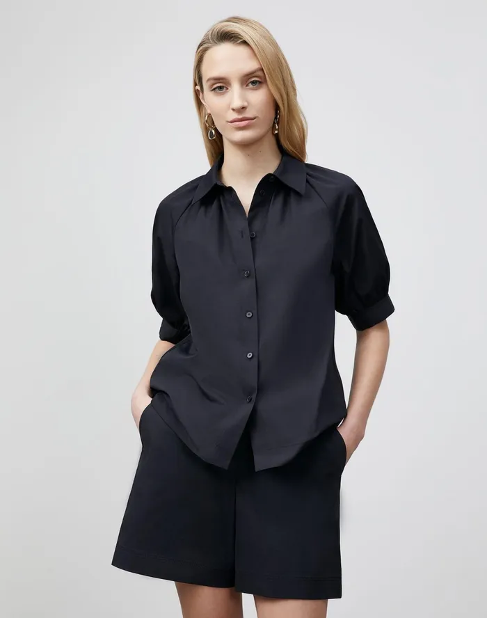 Women Lafayette 148 New York Blouses and Shirts Kai Shirt In Italian Sculpted KindCotton Black Women Lafayette 148 New York Blouses and Shirts Kai Shirt In Italian Sculpted KindCotton Black