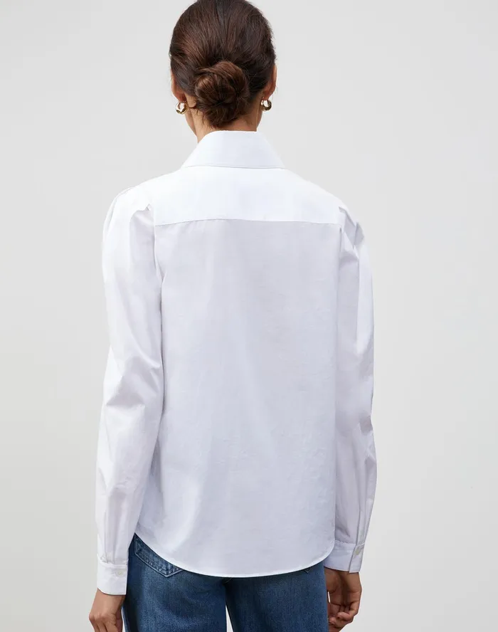 Women Lafayette 148 New York Blouses and Shirts Petite Italian Sculpted Cotton Illiana Shirt White