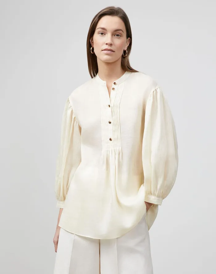 Women Lafayette 148 New York Blouses and Shirts PlusSize Brimley Blouse In Gemma Cloth Creme Fraiche Women Lafayette 148 New York Blouses and Shirts PlusSize Brimley Blouse In Gemma Cloth Creme Fraiche