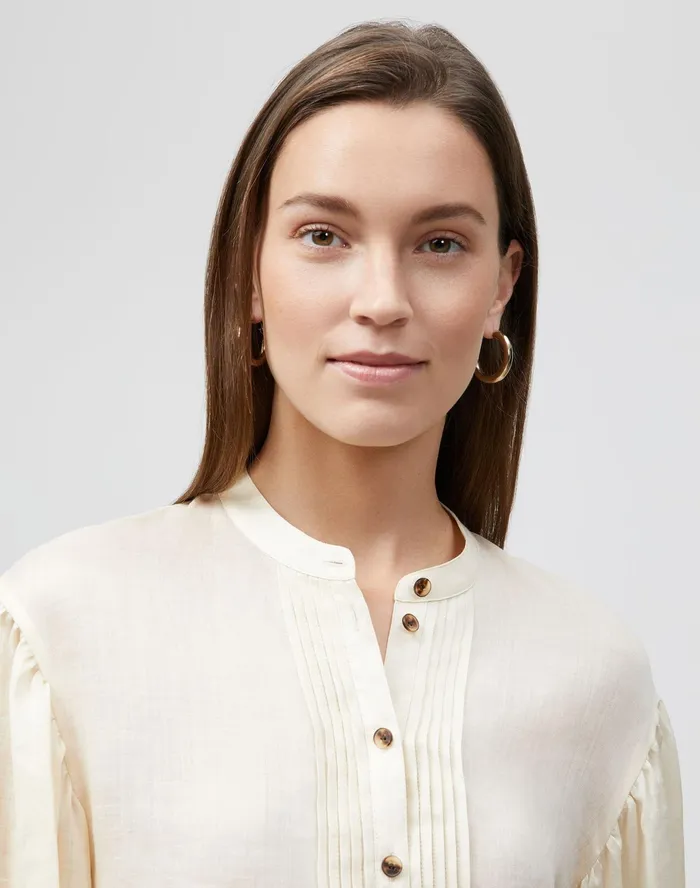 Women Lafayette 148 New York Blouses and Shirts PlusSize Brimley Blouse In Gemma Cloth Creme Fraiche