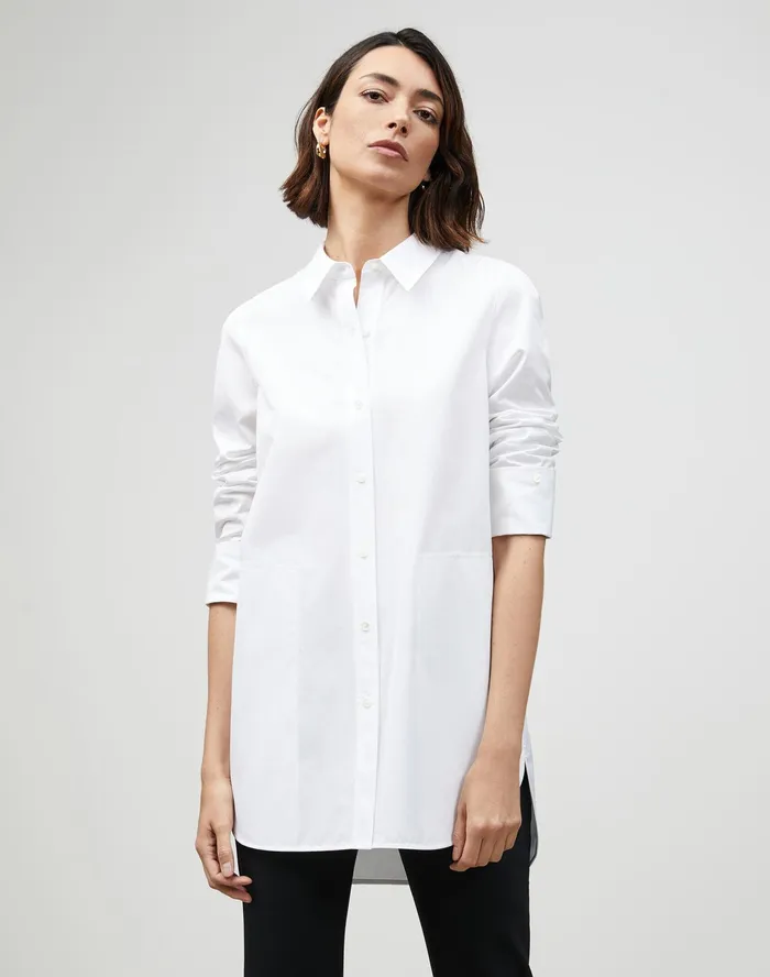 Women Lafayette 148 New York Blouses and Shirts PlusSize Italian Sculpted Cotton Wilkes Shirt White Women Lafayette 148 New York Blouses and Shirts PlusSize Italian Sculpted Cotton Wilkes Shirt White