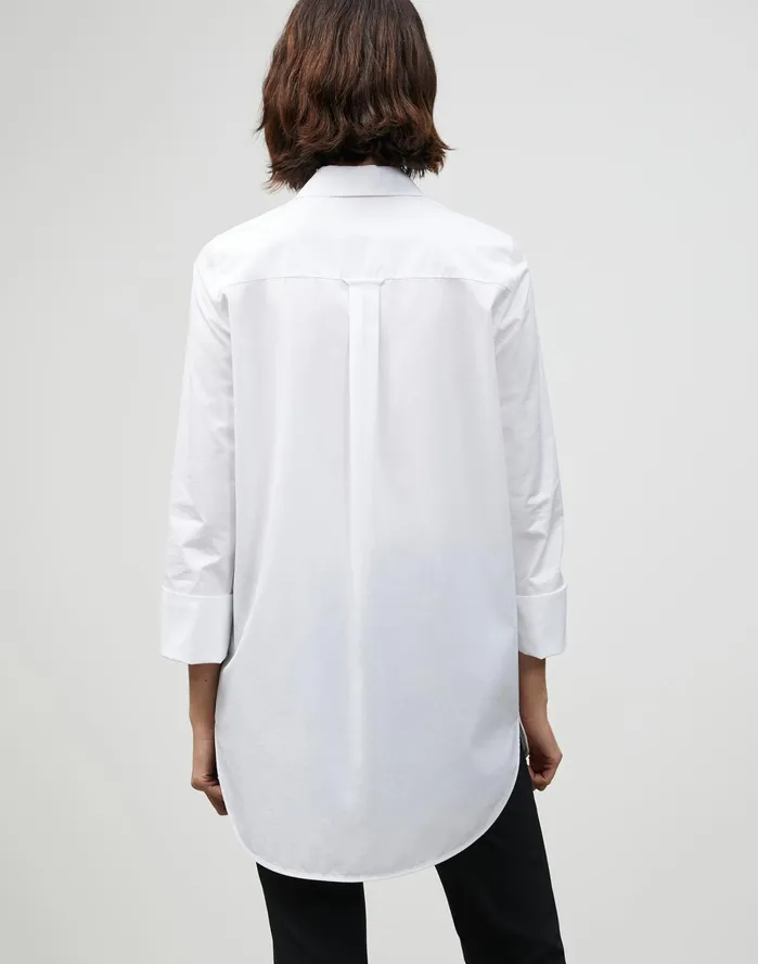 Women Lafayette 148 New York Blouses and Shirts PlusSize Italian Sculpted Cotton Wilkes Shirt White