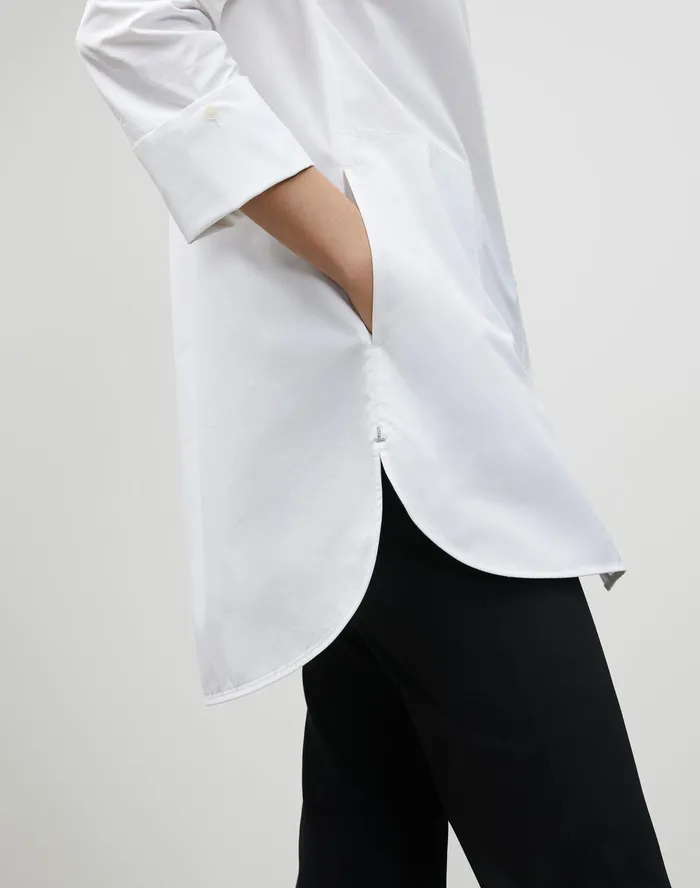 Women Lafayette 148 New York Blouses and Shirts PlusSize Italian Sculpted Cotton Wilkes Shirt White