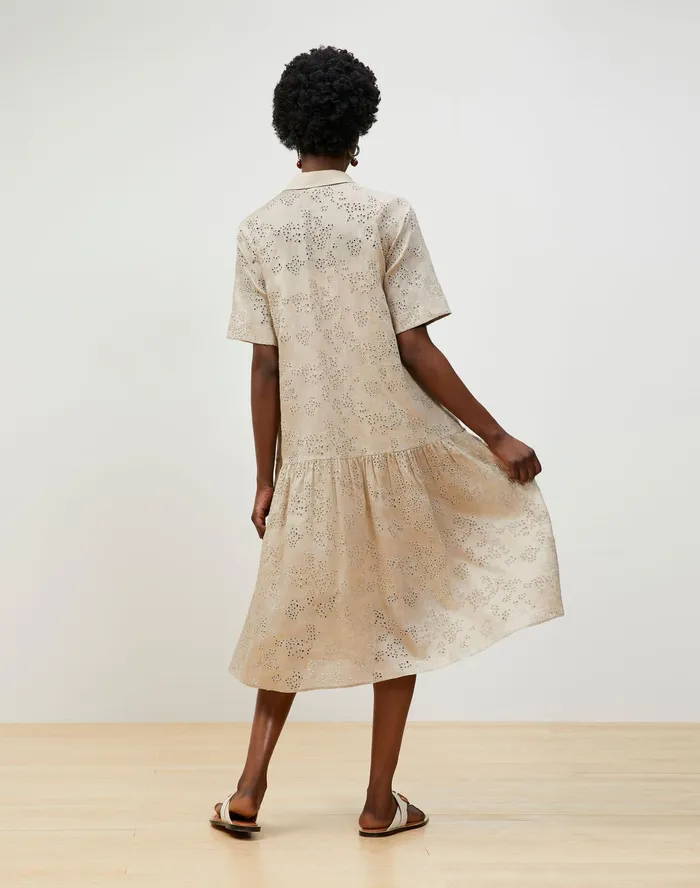 Women Lafayette 148 New York Dresses Denver Shirtdress In Petal Eyelet Smoked Taupe