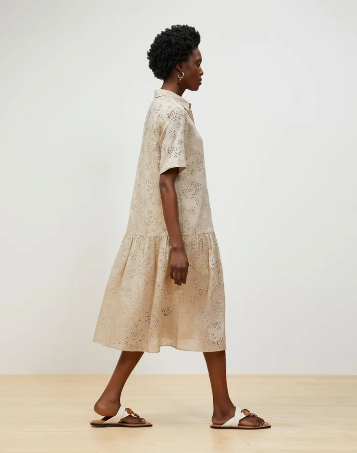 Women Lafayette 148 New York Dresses Denver Shirtdress In Petal Eyelet Smoked Taupe