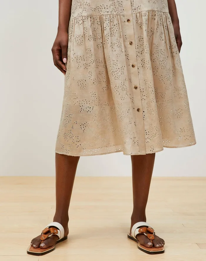 Women Lafayette 148 New York Dresses Denver Shirtdress In Petal Eyelet Smoked Taupe