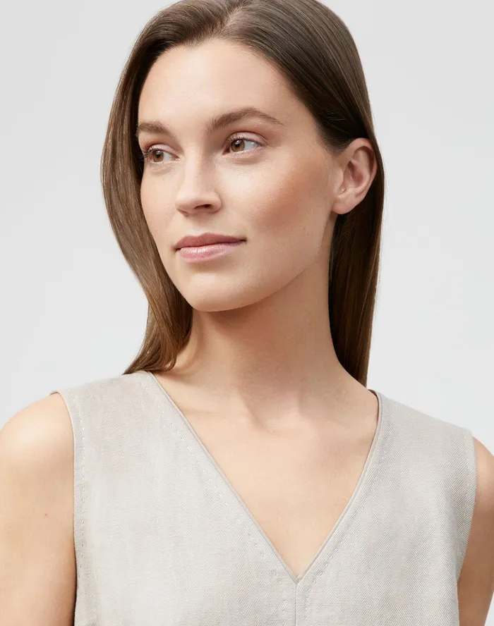 Women Lafayette 148 New York Dresses Lily Dress In Lavish Linen Smoked Taupe