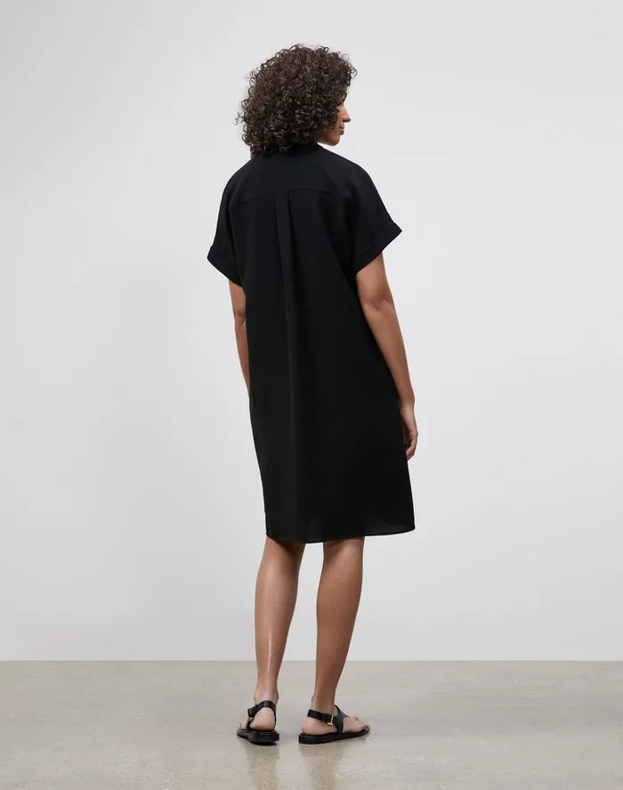 Women Lafayette 148 New York Dresses Petite Sawyer Shirtdress In Finesse Crepe Black