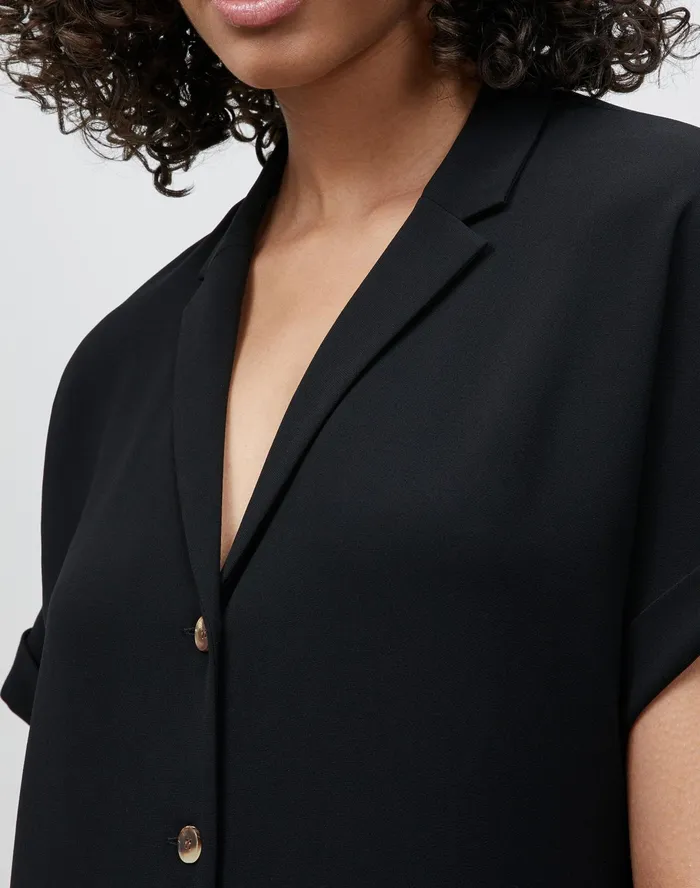 Women Lafayette 148 New York Dresses Petite Sawyer Shirtdress In Finesse Crepe Black