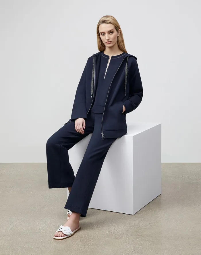 Women Lafayette 148 New York Jackets and Blazers Corbin Jacket In Ultra Comfort French Terry Ink