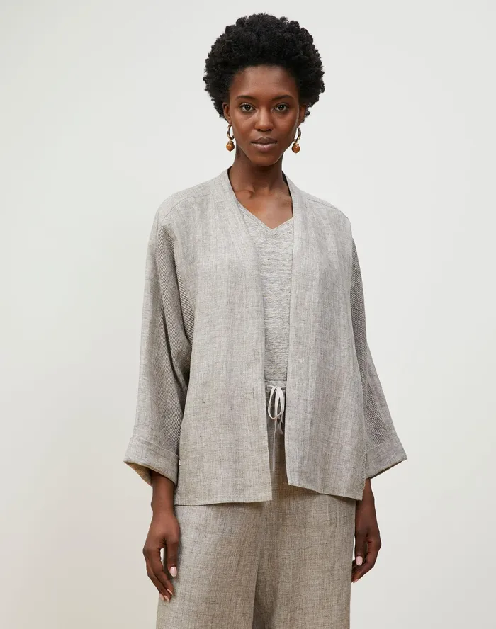 Women Lafayette 148 New York Jackets and Blazers Petite Shiloh Jacket In Italian Kindlinen Mlange Driftwood Melange Women Lafayette 148 New York Jackets and Blazers Petite Shiloh Jacket In Italian Kindlinen Mlange Driftwood Melange