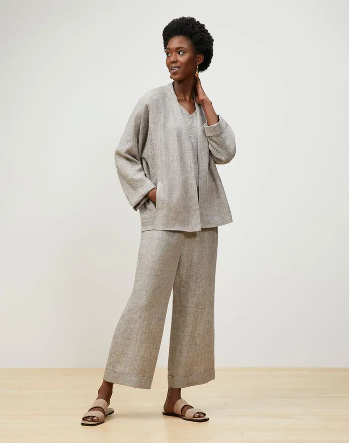Women Lafayette 148 New York Jackets and Blazers Petite Shiloh Jacket In Italian Kindlinen Mlange Driftwood Melange