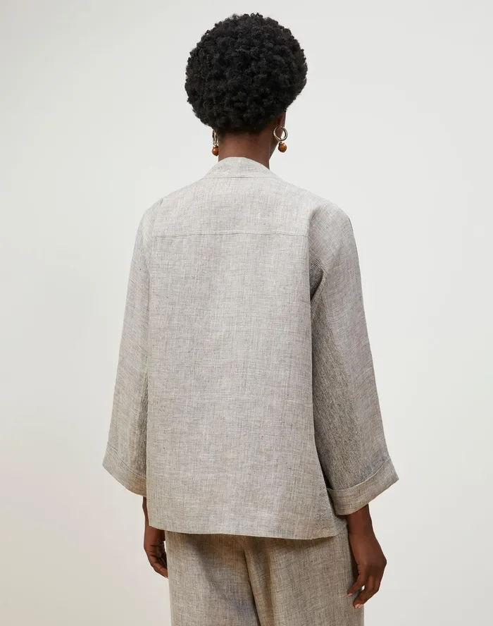 Women Lafayette 148 New York Jackets and Blazers Petite Shiloh Jacket In Italian Kindlinen Mlange Driftwood Melange