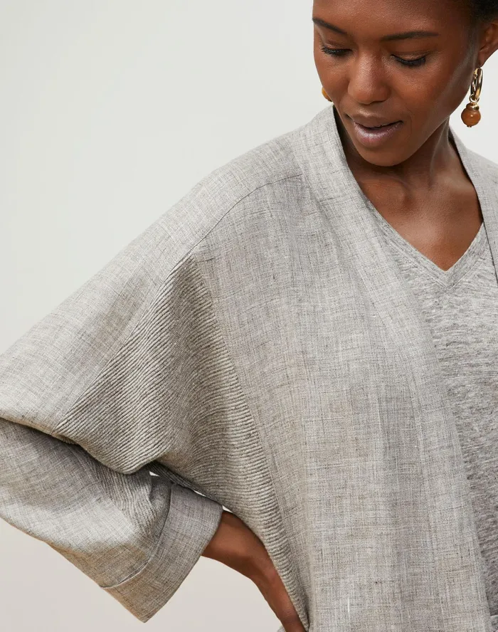 Women Lafayette 148 New York Jackets and Blazers Petite Shiloh Jacket In Italian Kindlinen Mlange Driftwood Melange