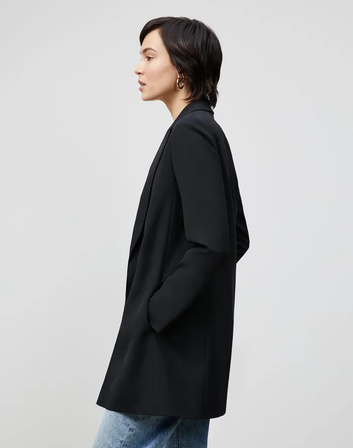 Women Lafayette 148 New York Jackets and Blazers PlusSize Kourt Jacket In Luxe Stretch Crepe De Chine Black
