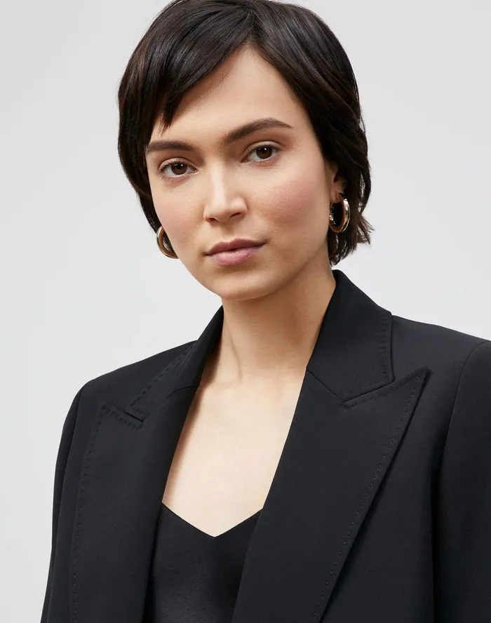 Women Lafayette 148 New York Jackets and Blazers PlusSize Kourt Jacket In Luxe Stretch Crepe De Chine Black