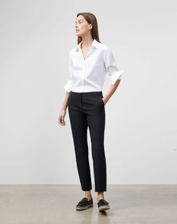 Women Lafayette 148 New York Pants and Shorts Petite Manhattan Slim Ankle Pant In Jodhpur Cloth Black
