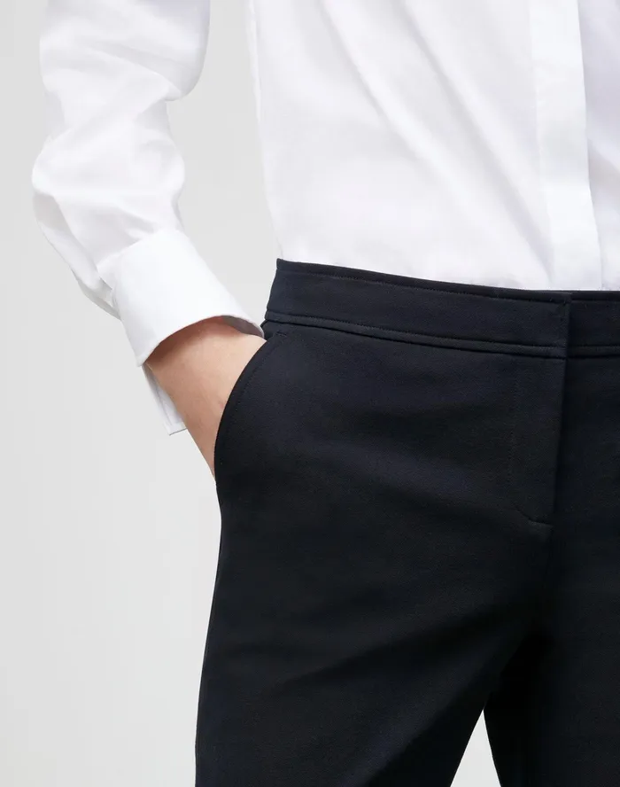 Women Lafayette 148 New York Pants and Shorts Petite Manhattan Slim Ankle Pant In Jodhpur Cloth Black