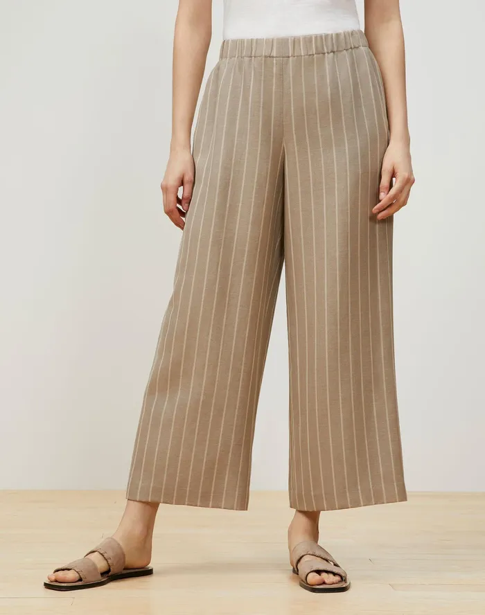 Women Lafayette 148 New York Pants and Shorts PlusSize Riverside Cropped Pant In Pinstripe Italian LinenWool Sandstone Multi Women Lafayette 148 New York Pants and Shorts PlusSize Riverside Cropped Pant In Pinstripe Italian LinenWool Sandstone Multi
