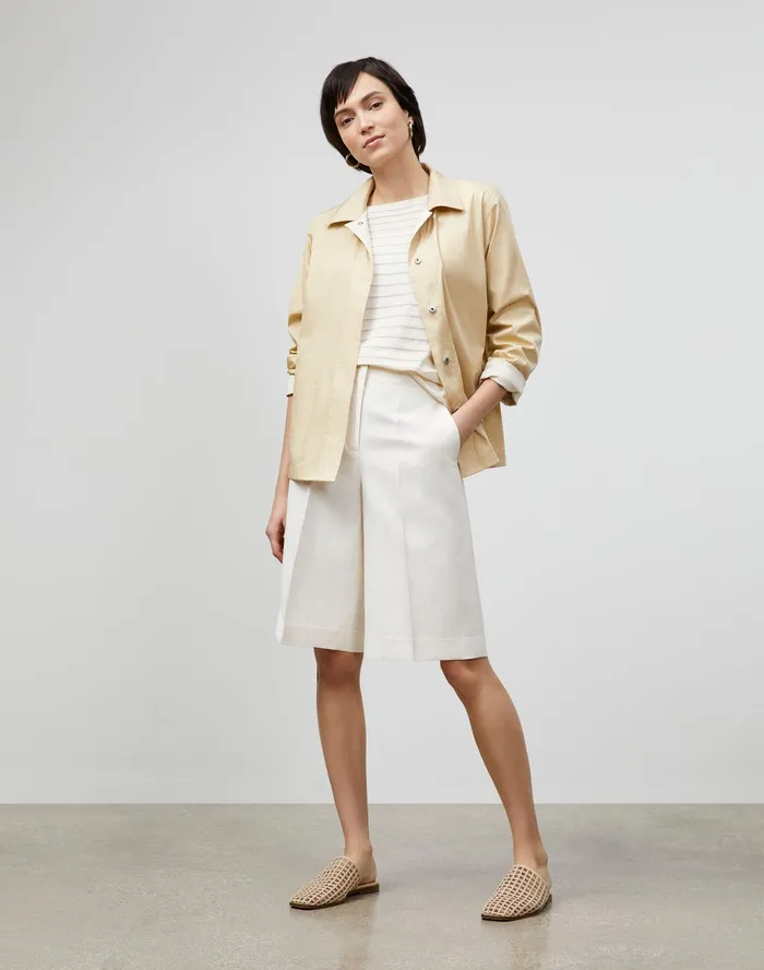 Women Lafayette 148 New York Pants and Shorts PlusSize Ryerson Bermuda Short In Coastal Cloth Alabaster