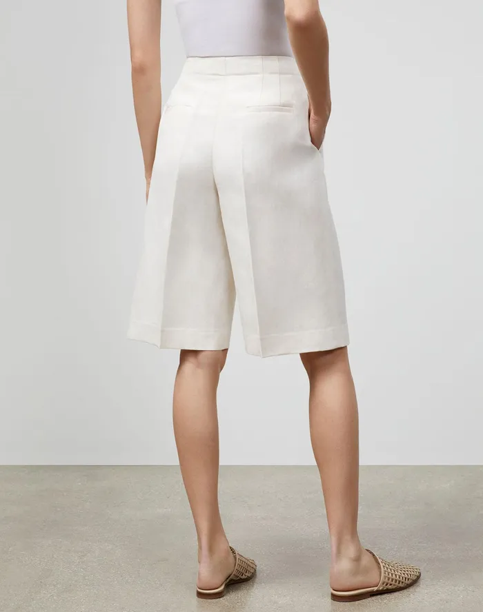 Women Lafayette 148 New York Pants and Shorts PlusSize Ryerson Bermuda Short In Coastal Cloth Alabaster