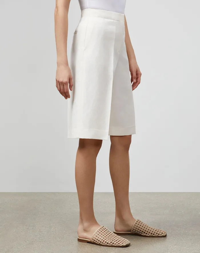 Women Lafayette 148 New York Pants and Shorts PlusSize Ryerson Bermuda Short In Coastal Cloth Alabaster