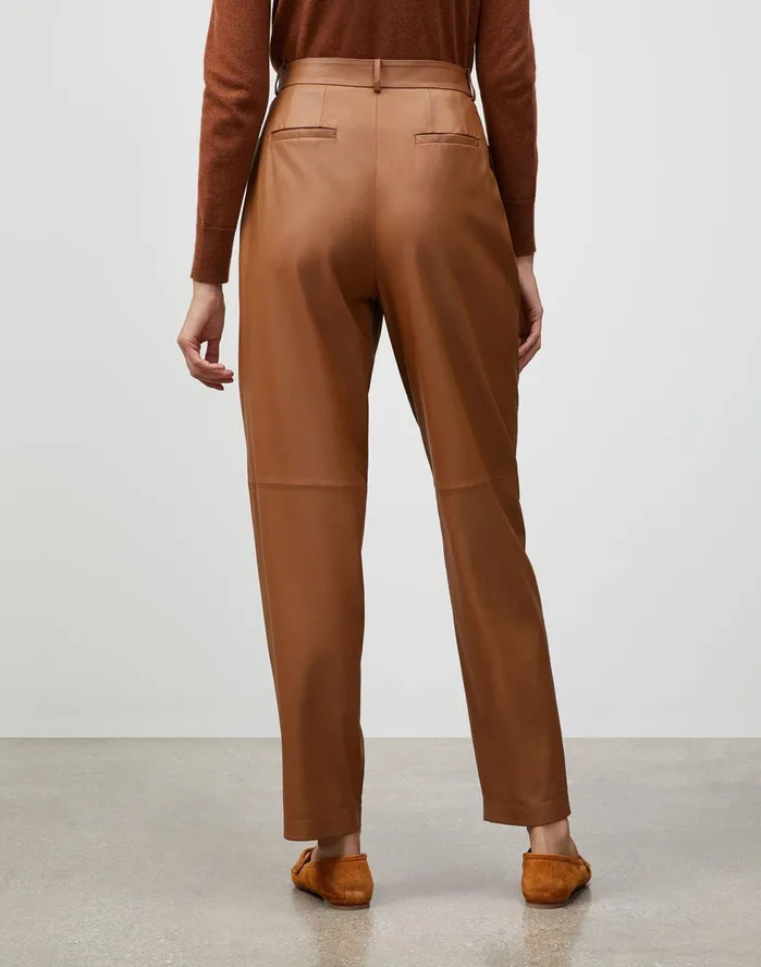Women Lafayette 148 New York Pants and Shorts PlusSize Supple Nappa Leather Vestry Pant Hazelnut