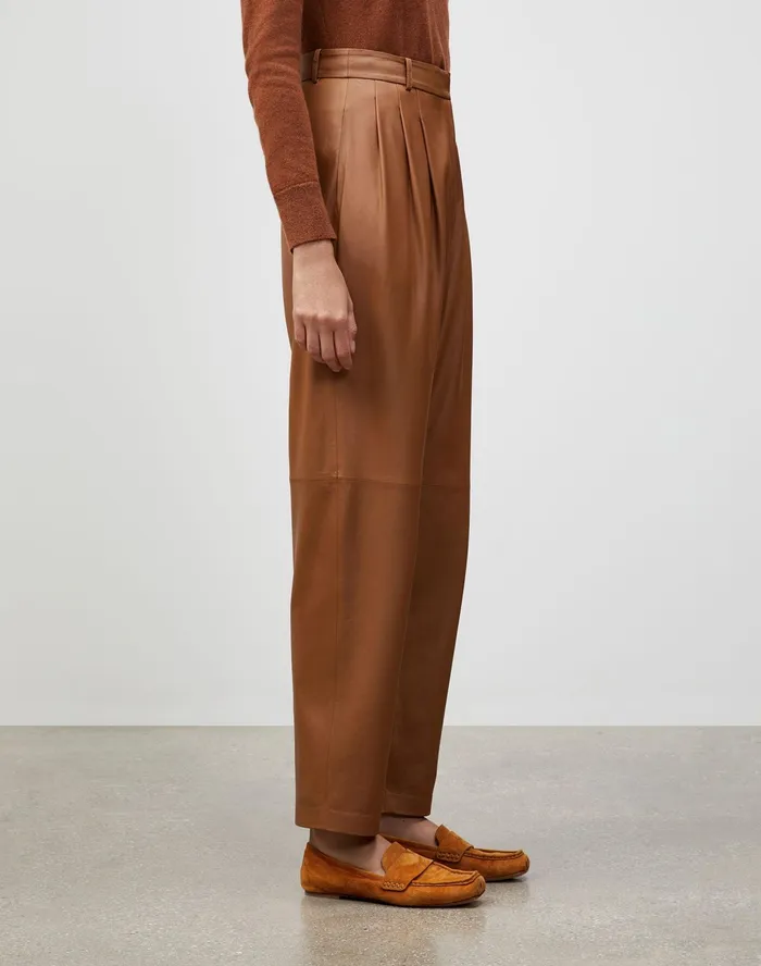 Women Lafayette 148 New York Pants and Shorts PlusSize Supple Nappa Leather Vestry Pant Hazelnut