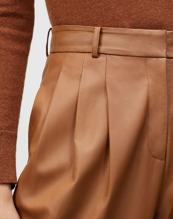 Women Lafayette 148 New York Pants and Shorts PlusSize Supple Nappa Leather Vestry Pant Hazelnut