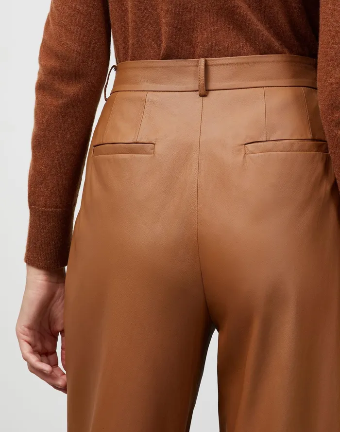 Women Lafayette 148 New York Pants and Shorts PlusSize Supple Nappa Leather Vestry Pant Hazelnut