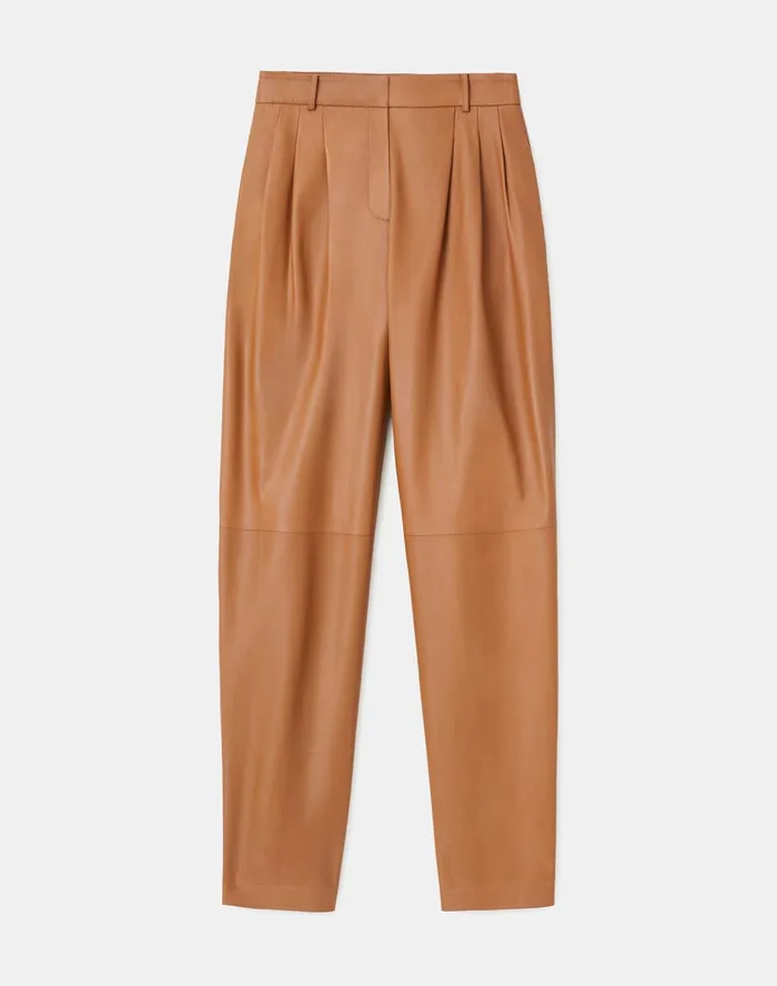 Women Lafayette 148 New York Pants and Shorts PlusSize Supple Nappa Leather Vestry Pant Hazelnut