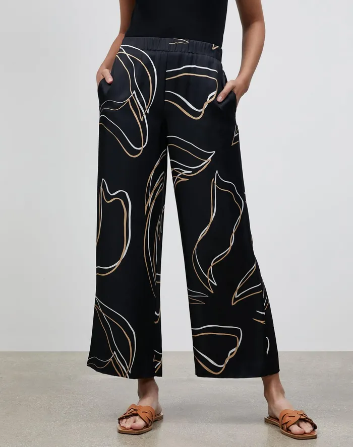 Women Lafayette 148 New York Pants and Shorts Riverside Cropped Pant In Garden Contour Print Black Multi Women Lafayette 148 New York Pants and Shorts Riverside Cropped Pant In Garden Contour Print Black Multi