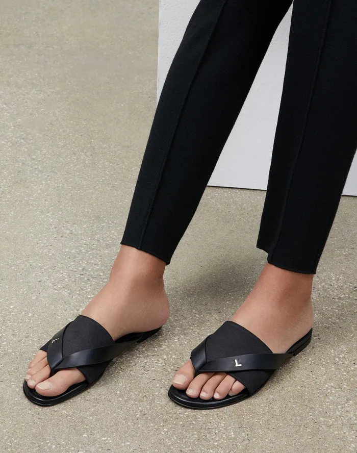 Women Lafayette 148 New York Sandals Satin Iris Icon Sandal Black