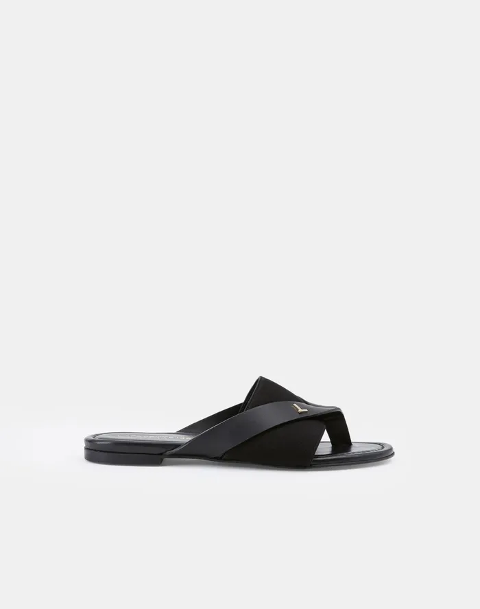 Women Lafayette 148 New York Sandals Satin Iris Icon Sandal Black