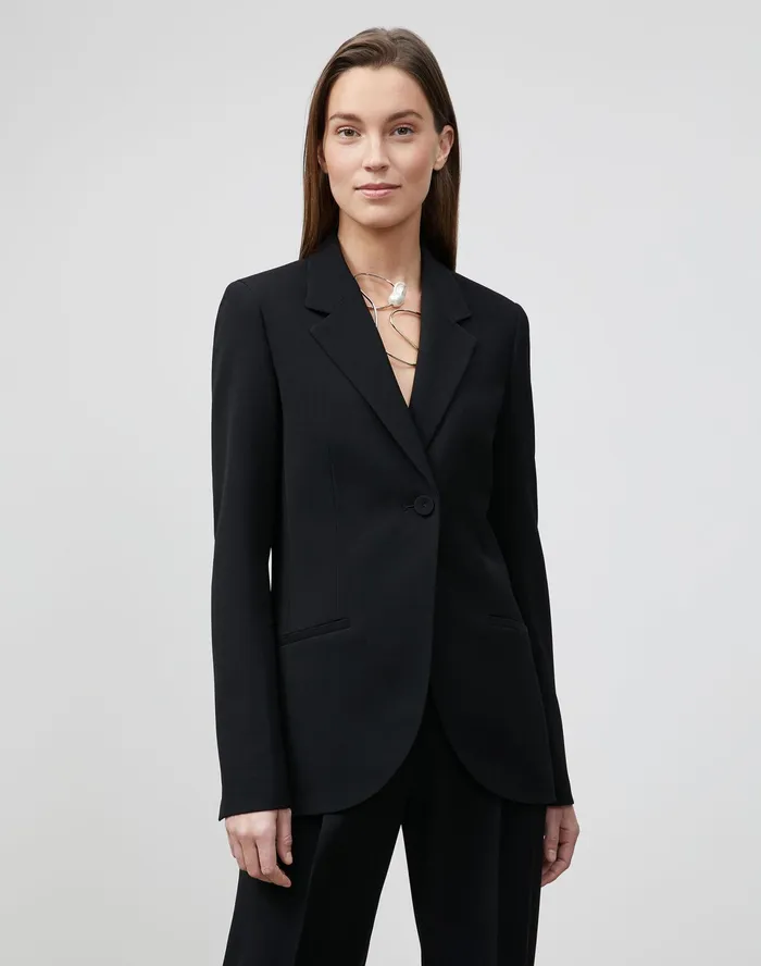 Women Lafayette 148 New York Suits Fae Blazer In Finesse Crepe Black