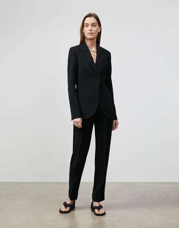 Women Lafayette 148 New York Suits Fae Blazer In Finesse Crepe Black