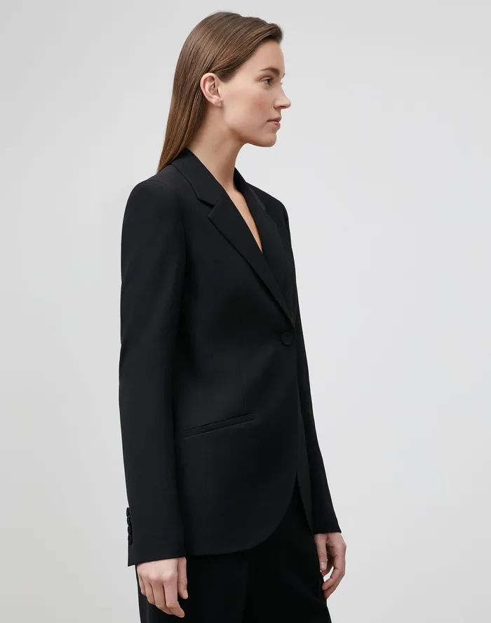 Women Lafayette 148 New York Suits Fae Blazer In Finesse Crepe Black